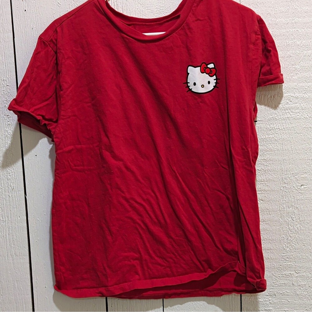 Hello Kitty Womens Red Graphic Print Crew Neck Short Sleeve T-Shirt XL